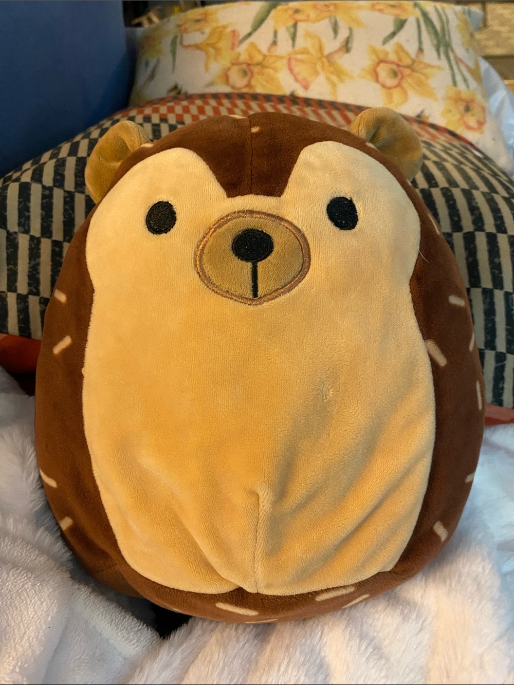 Squishmallows Brown and Cream Hedgehog 8” Plush Accent Pillow